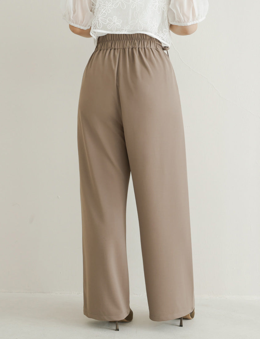 MISS. Lightweight Cooling Waist Tie Straight Leg Plus Size Tailored Pants
