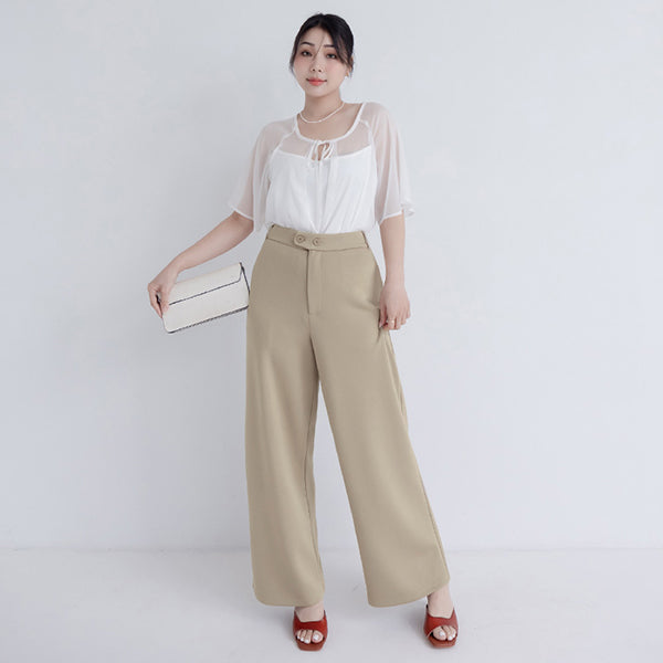 Miss. Space Cotton Back-Elastic Plus Size Straight-Leg Pants