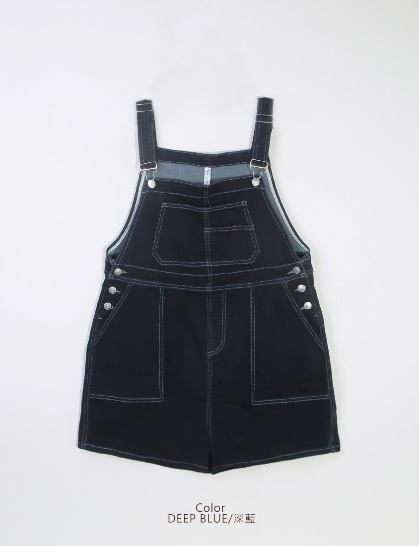 Adjustable Multi-Pocket Denim Plus Size Overalls Shorts
