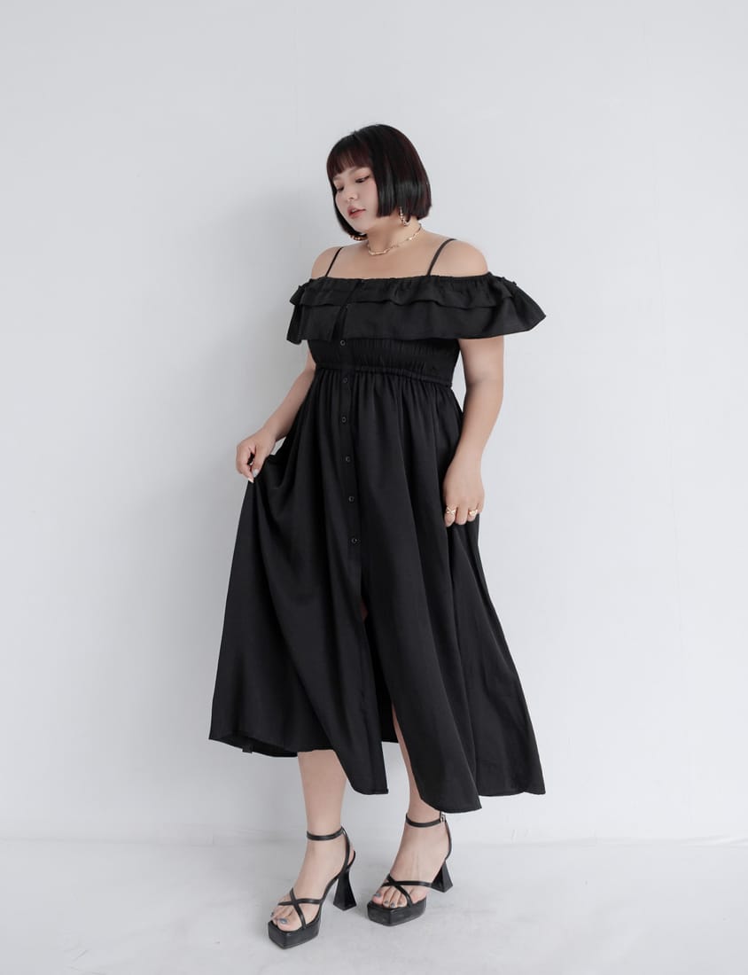 MUA! Ruffle Button Front Plus Size Maxi Dress