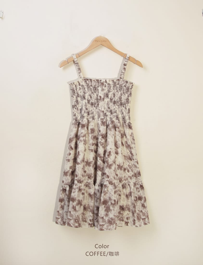 Sweet Tie-Dye Full Smocked Plus Size Strap Mini Dress