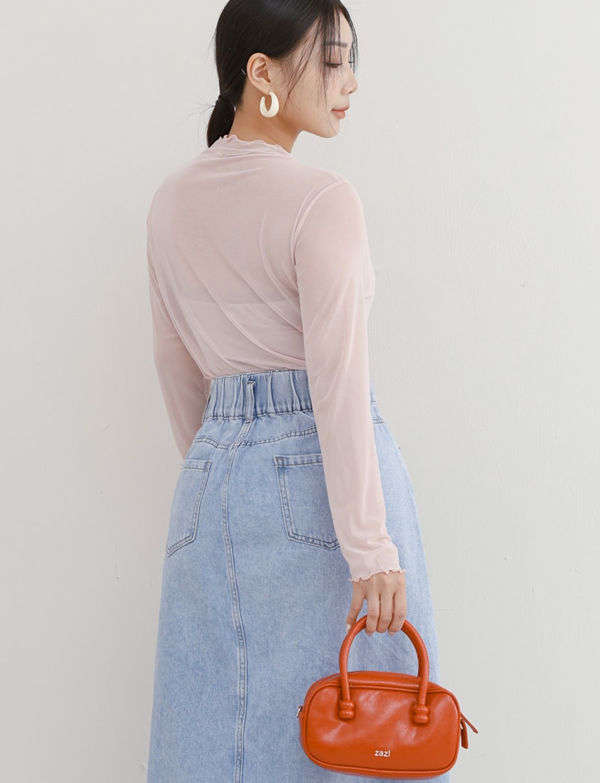 MISS. Multicolor Stretch Sheer Lettuce-Edge Plus Size Top