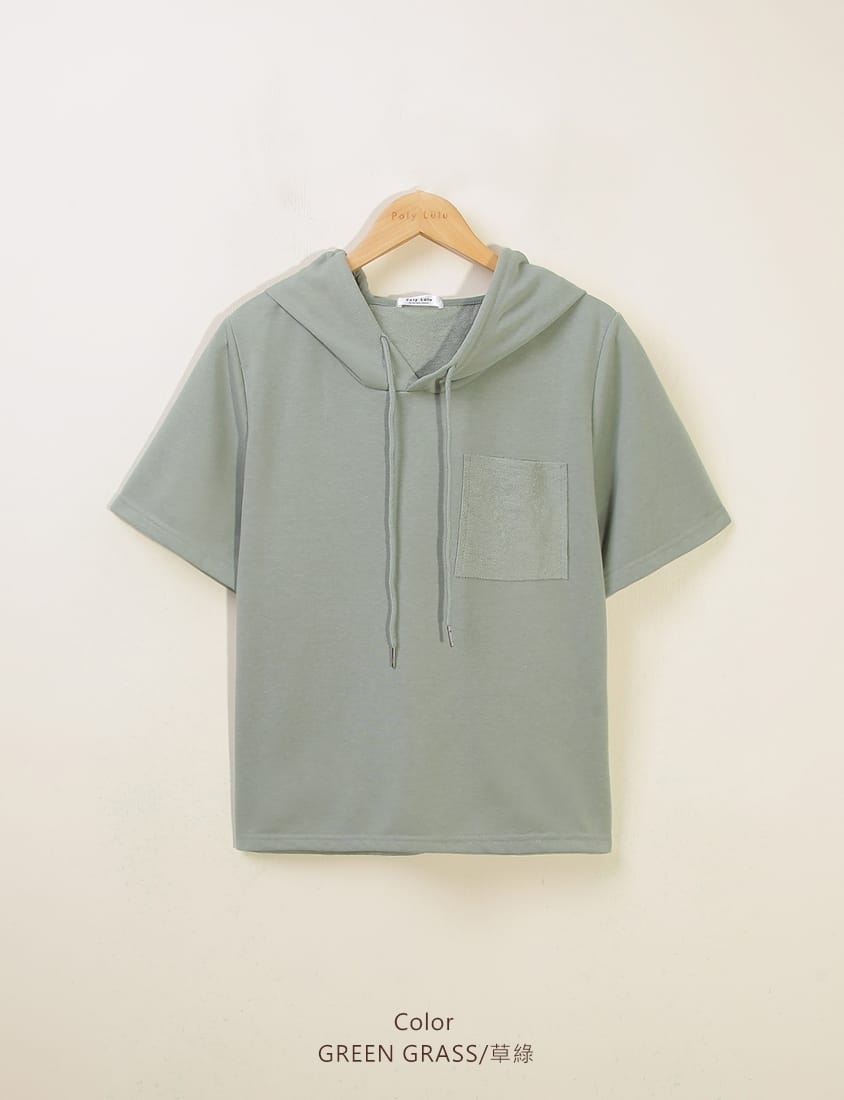 Reverse Square Pocket Plus Size Hooded Top