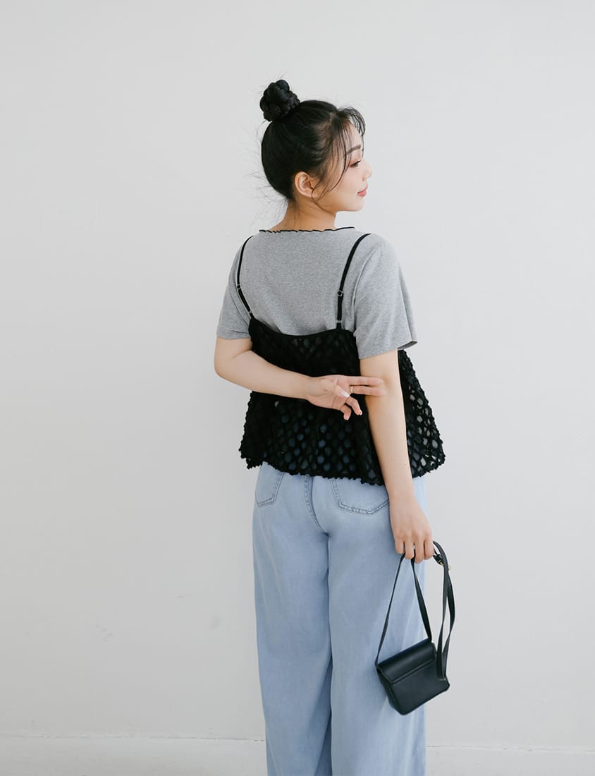 Two-Piece Japanese-Style Color-Block Plus Size Top Set