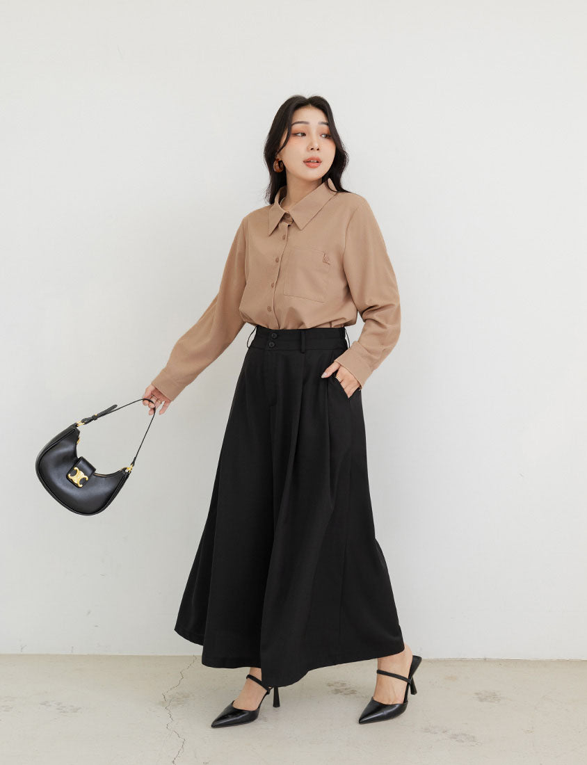 MISS. Wrinkle-Resistant High Waist A-Line Plus Size Tailored Wide Pants