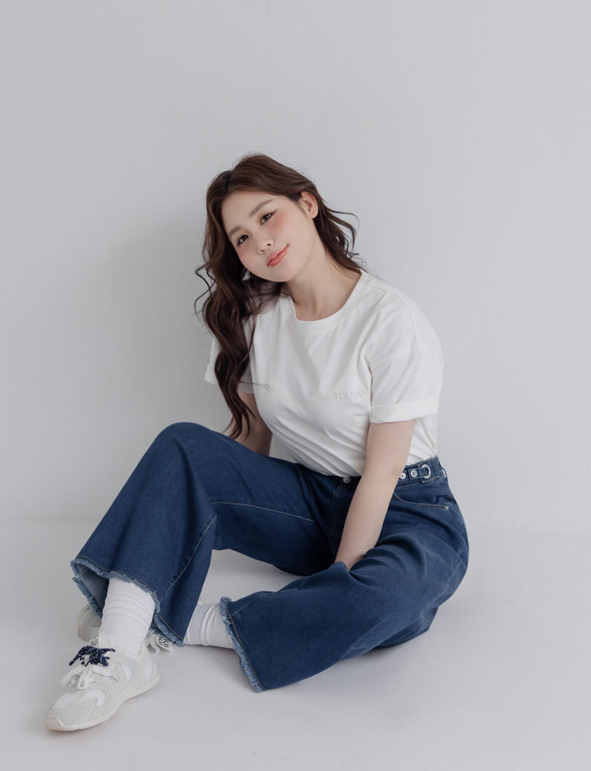 Cooling Tech with Raw Hem Plus Size Straight Leg Denim