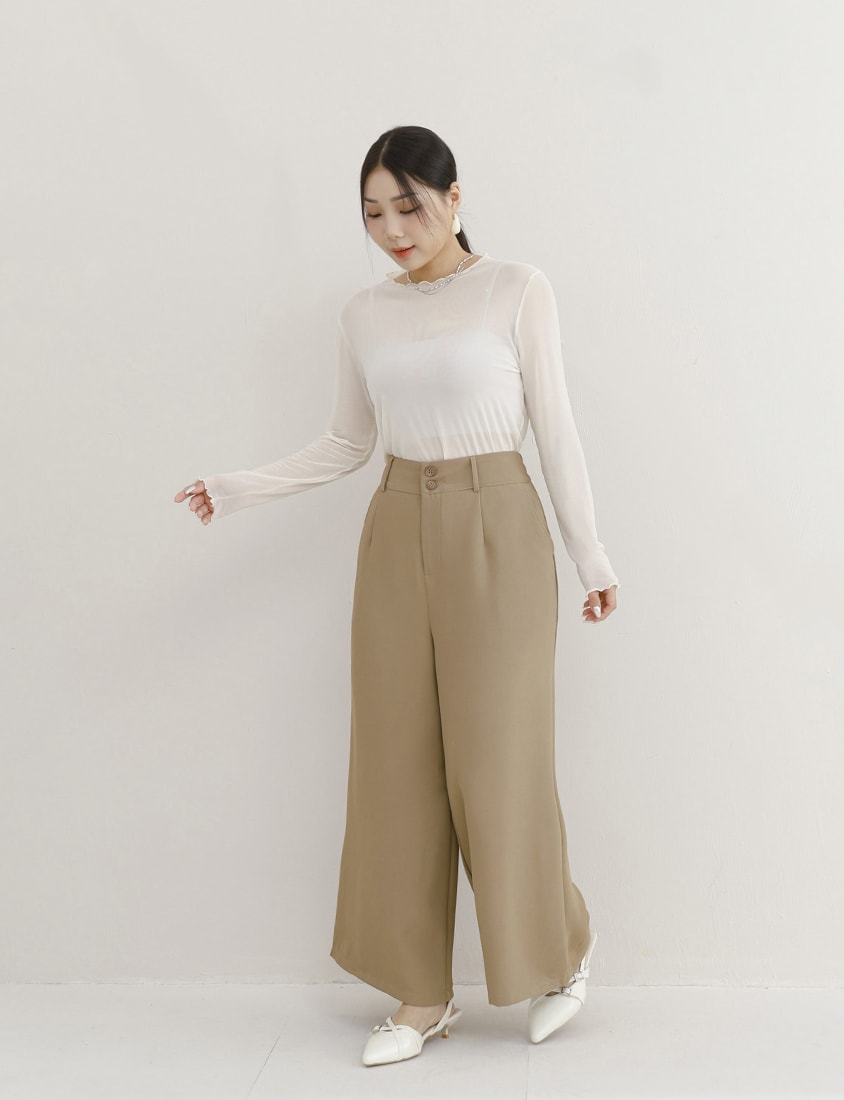 MISS. Multicolor Stretch Sheer Lettuce-Edge Plus Size Top