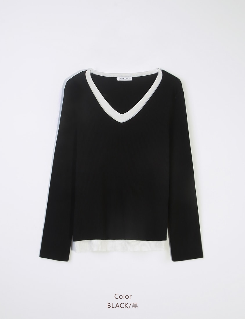 MISS. Faux Two Piece Ribbed Knit Plus Size Long Sleeve Top