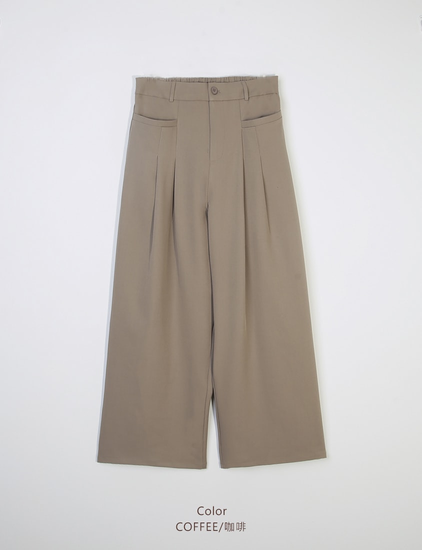 MISS. Wrinkle-Resistant Elastic Back Pleated Plus Size Trousers