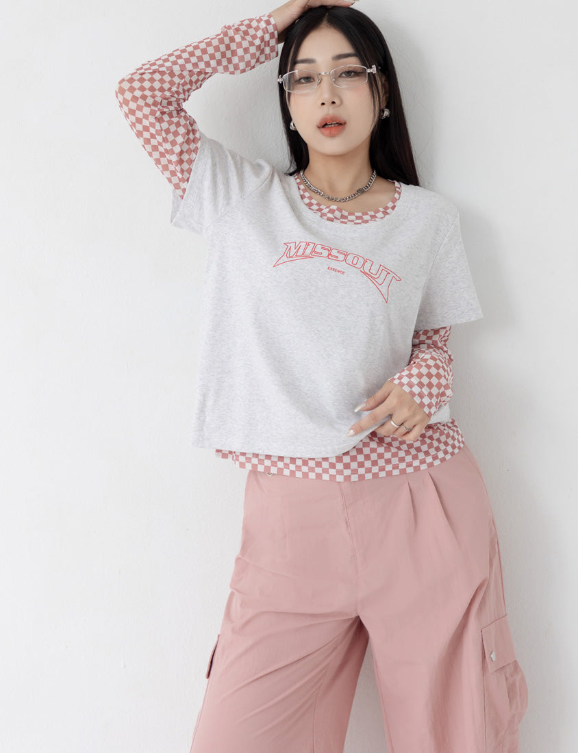 MUA! Colorblock Graphic Crewneck Plus Size Short Sleeve Tee