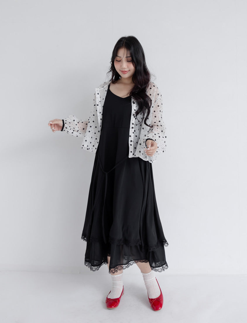 Elegant Layered Lace Tie Plus Size Dress