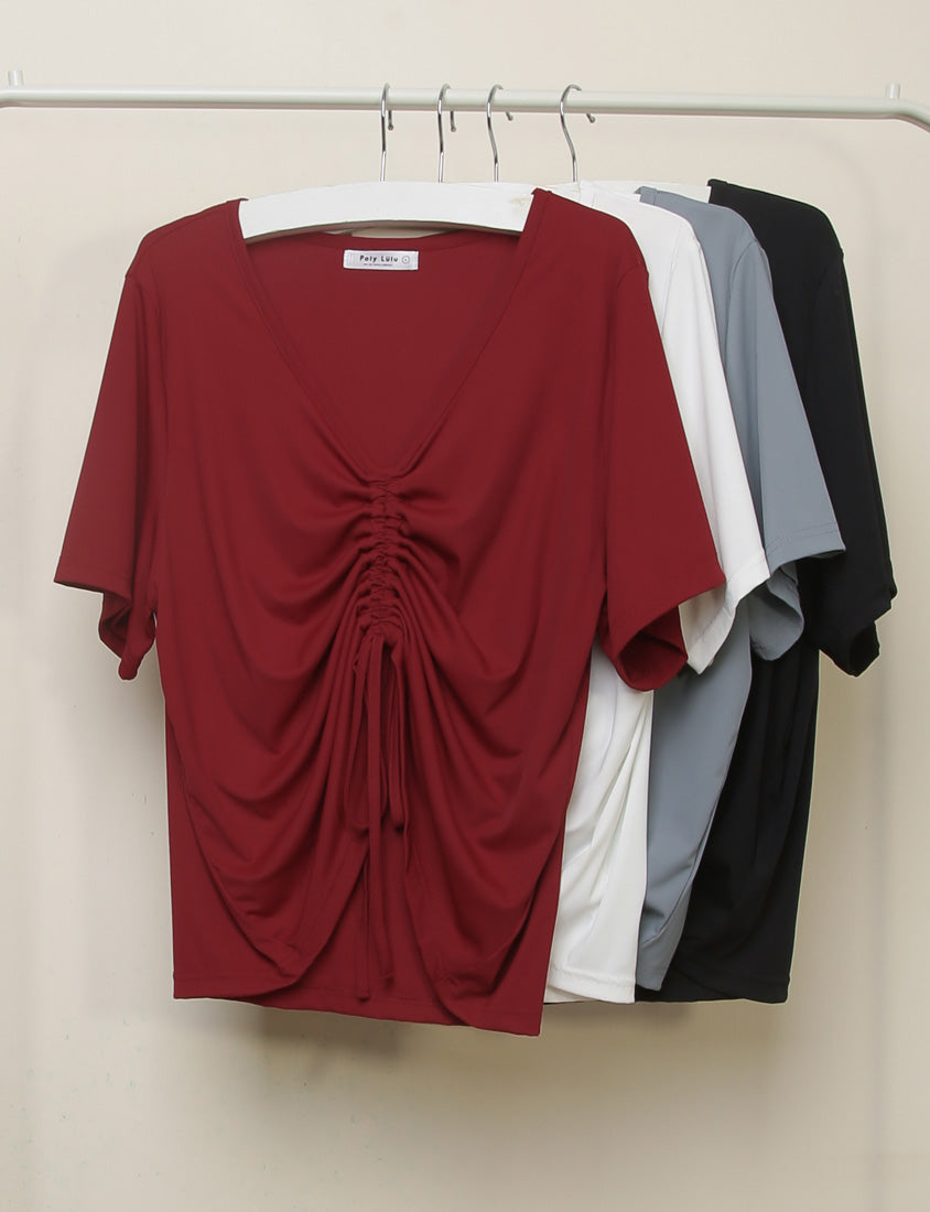 MUA!  Silky Cool-Girl Ruched Plus Size Short Sleeve Top