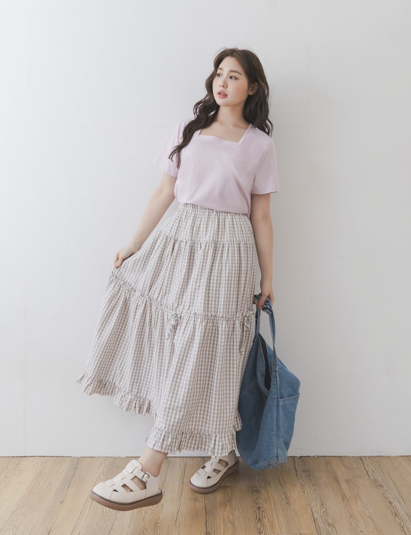 Airy Cooling Square-Neck Ice Porcelain Cotton Plus Size Tee