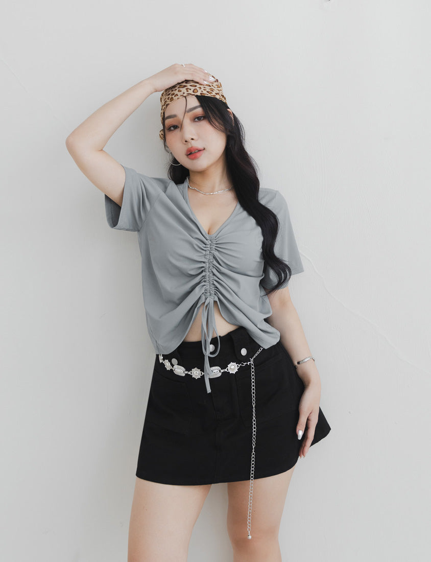 MUA!  Silky Cool-Girl Ruched Plus Size Short Sleeve Top