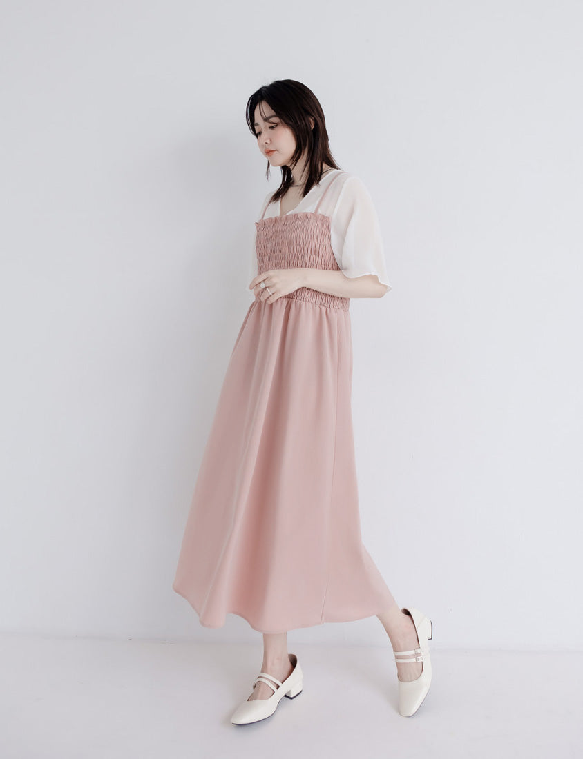 MISS. Faux Two-Piece Sheer Elastic Strap Plus Size Dress