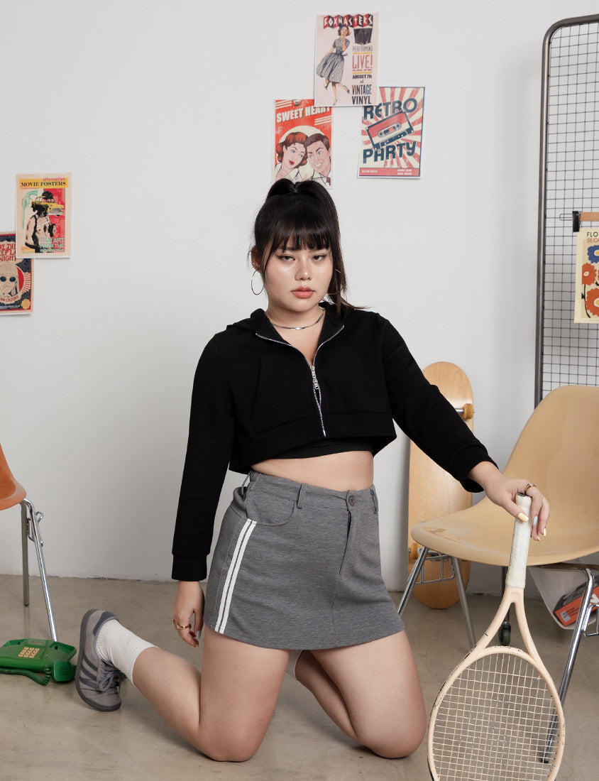 MUA! Space Cotton Back Elastic Plus Size Mini Skirt (With Pants)