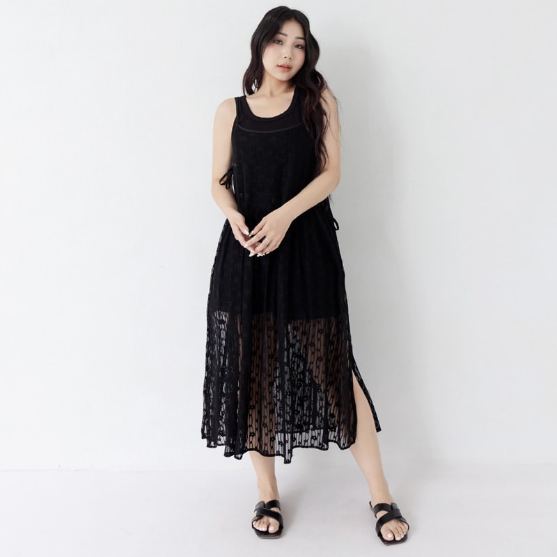 Adjustable Lace Side-Tie Plus Size Long Camisole Vest