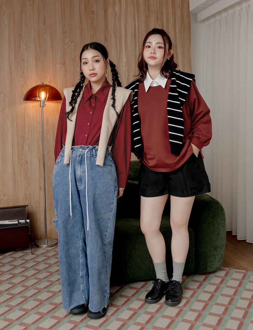 Edgy Contrast Drawstring Plus Size Distressed Jeans