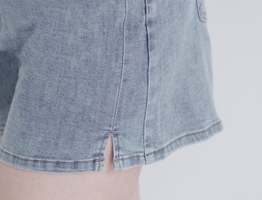 Ultra Waist-Sculpting Side Slit Slim Plus Size Denim Shorts
