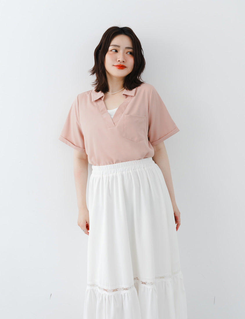 MISS. Wrinkle-Resistant Multicolor Faux Two-Piece Plus Size Top