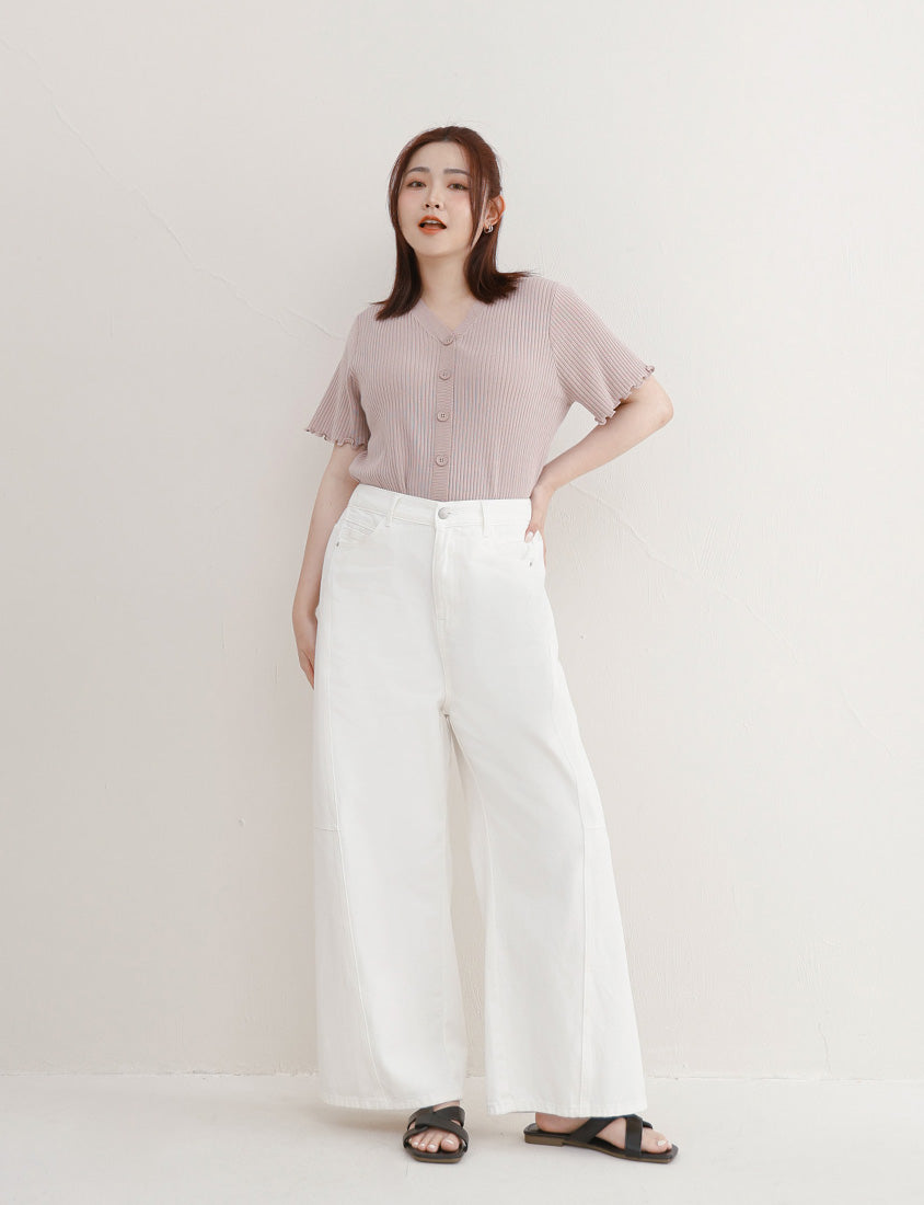Cooling Lyocell Faux Button Plus Size Knit Top