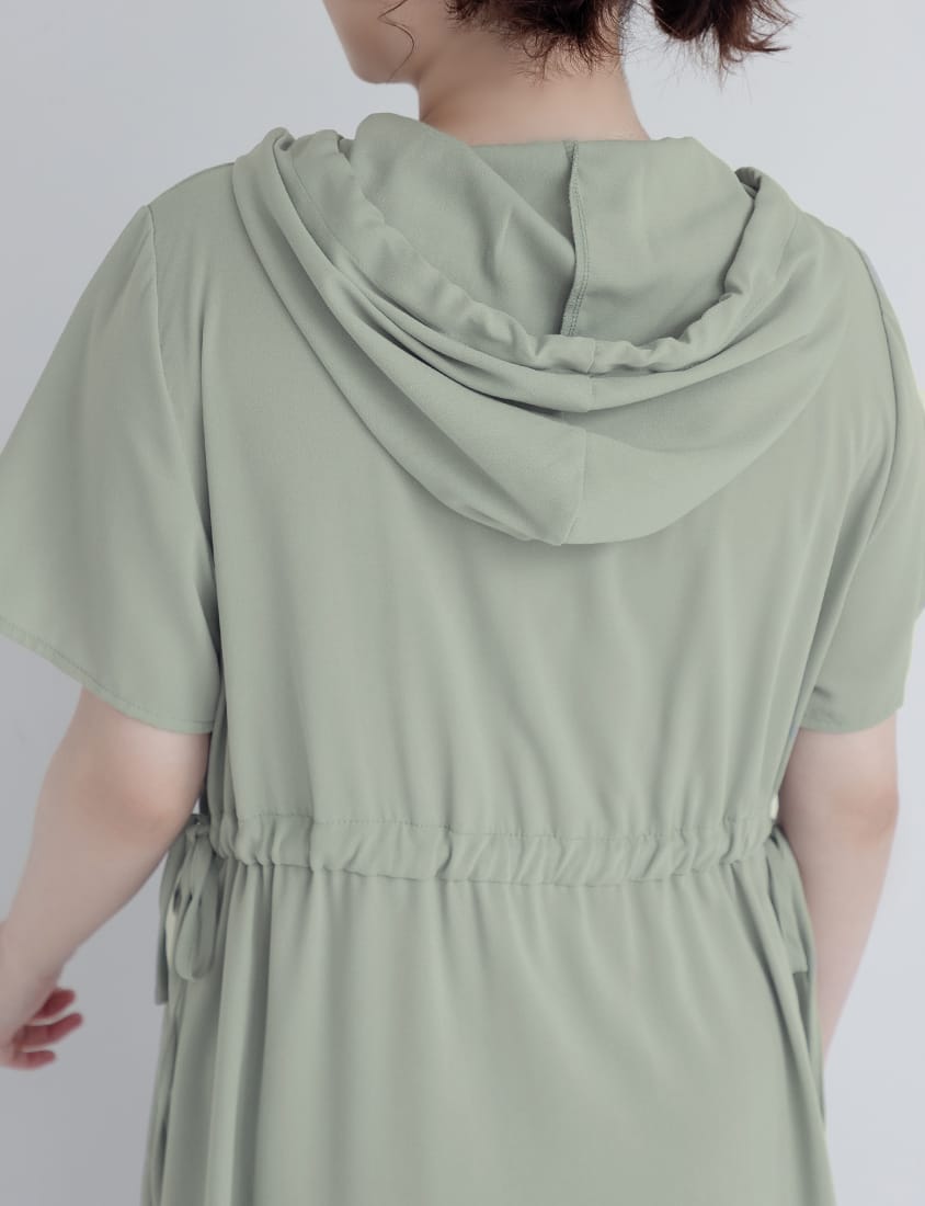 Cargo Hooded Button-Up Plus Size Maxi Dress