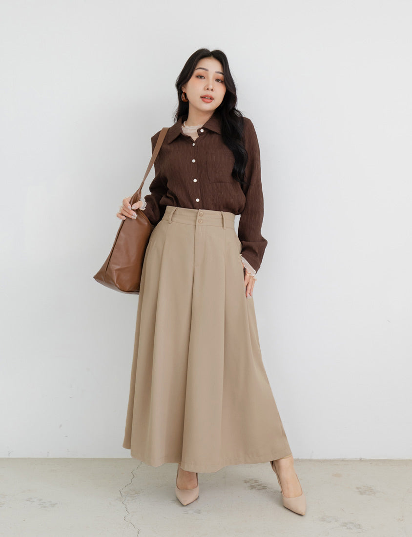 MISS. Wrinkle-Resistant High Waist A-Line Plus Size Tailored Wide Pants