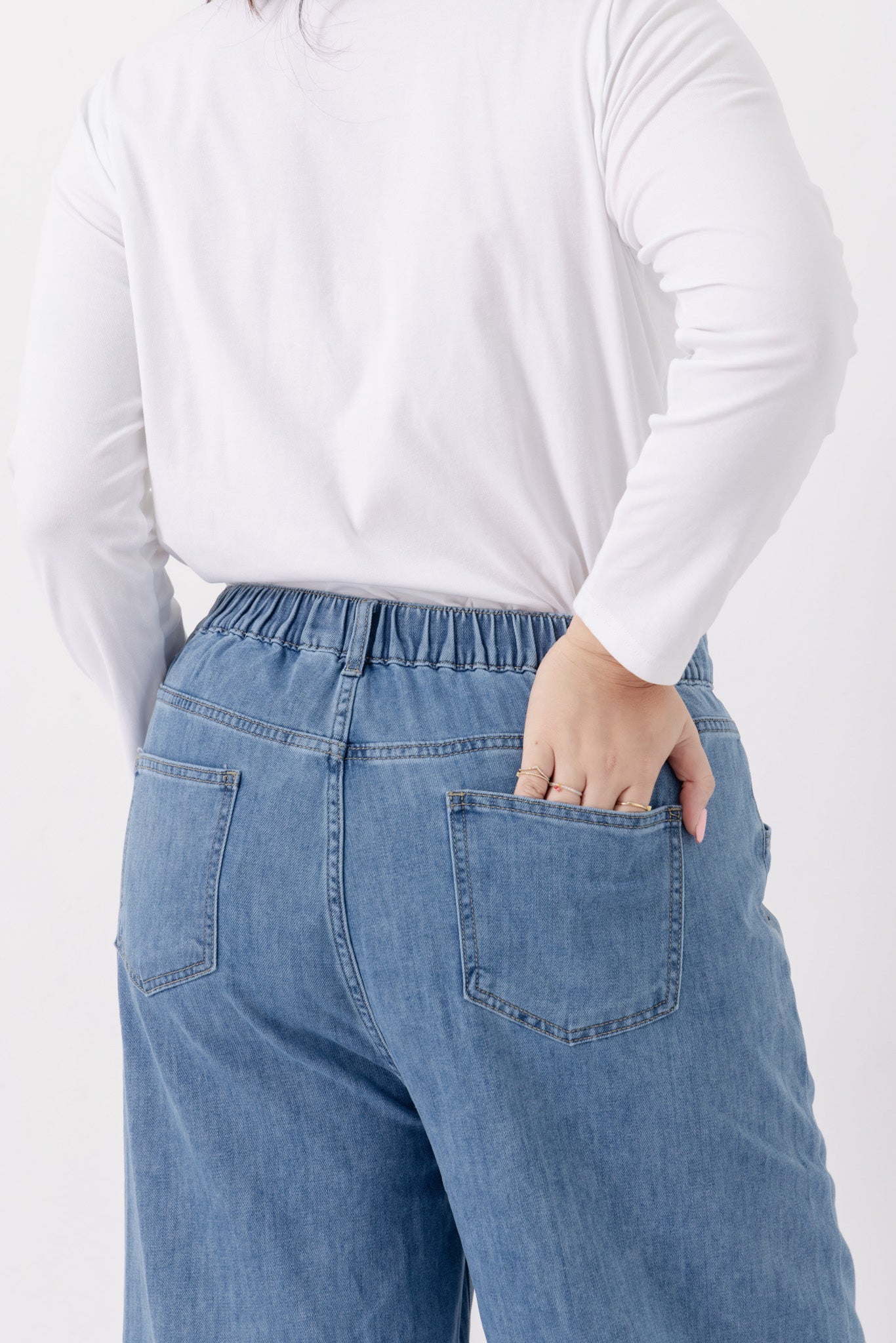 Standard Stitch Detail Plus Size Wide-Leg Jeans