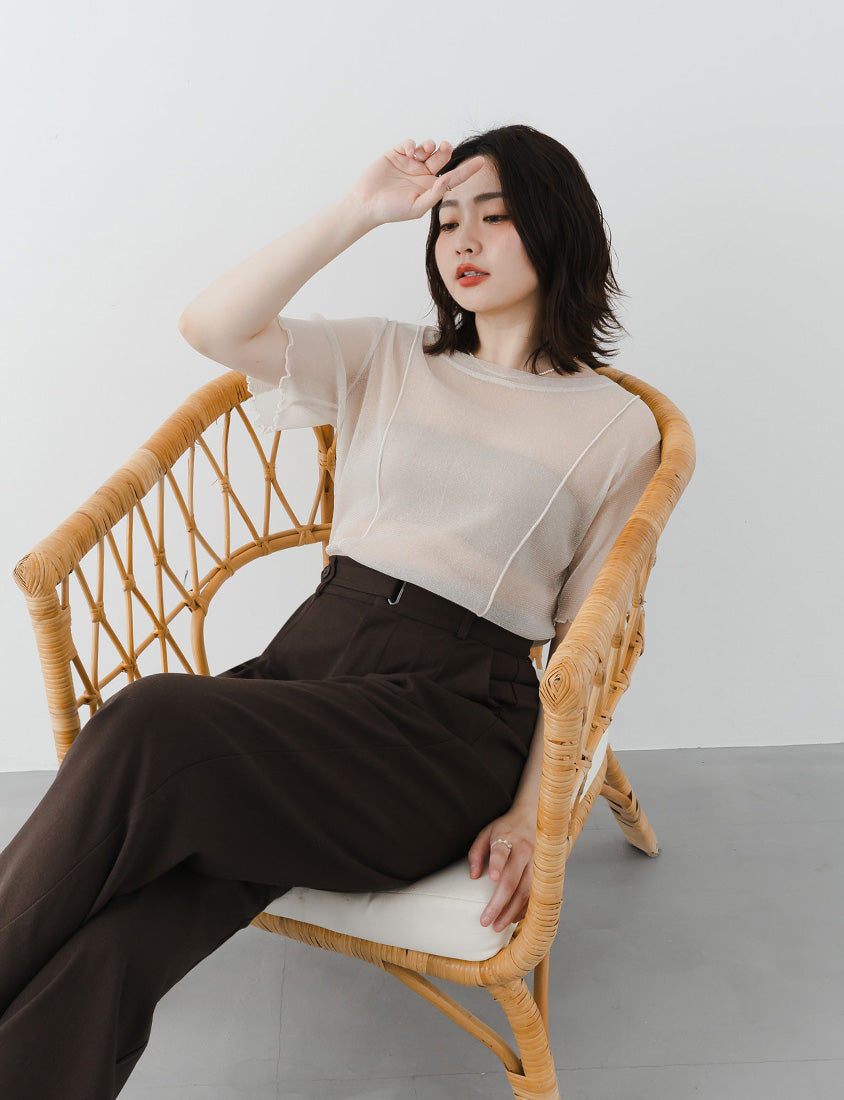 MISS. Cotton Linen Pleated Waist Plus Size Wide Leg Pants
