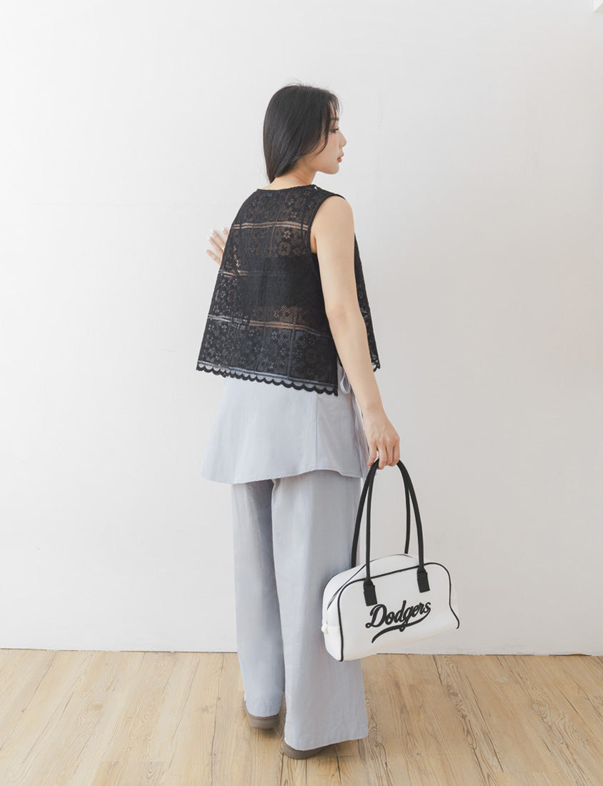 Crochet Lace Side-Tie Crew Neck Plus Size Tank Top