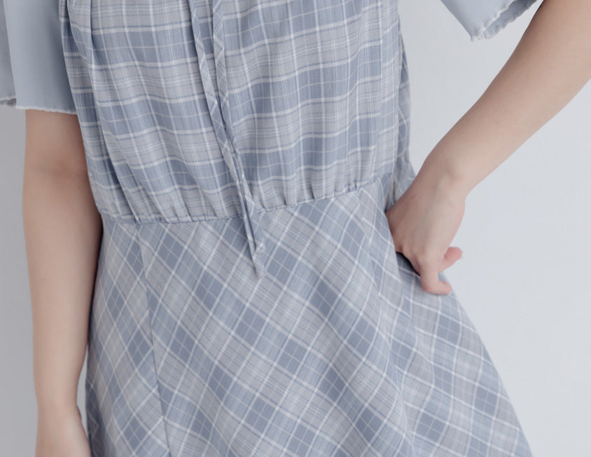 Preppy Adjustable Plaid Plus Size Mini Dress