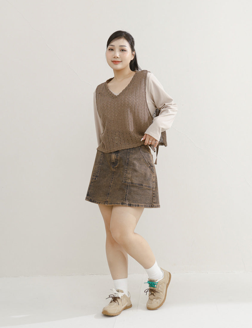 Layered Essential Crochet Tie Plus Size Vest