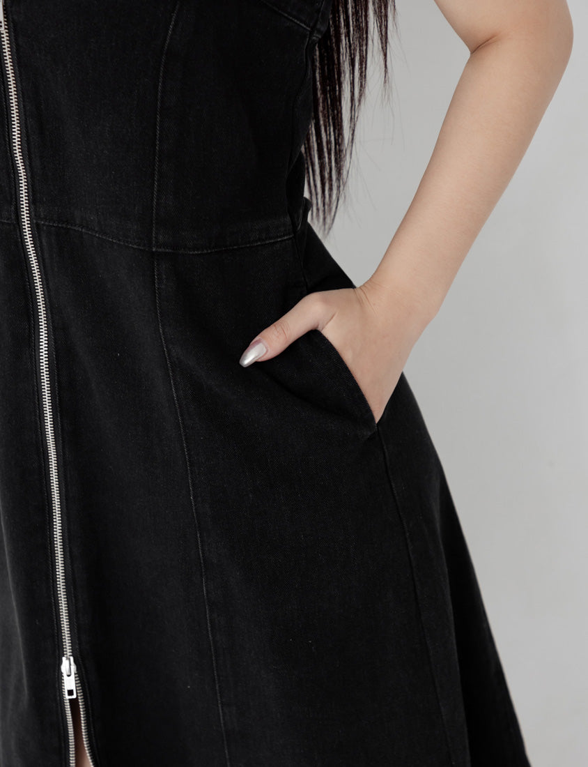 MUA! Sexy Denim Zipper Plus Size Cami Dress