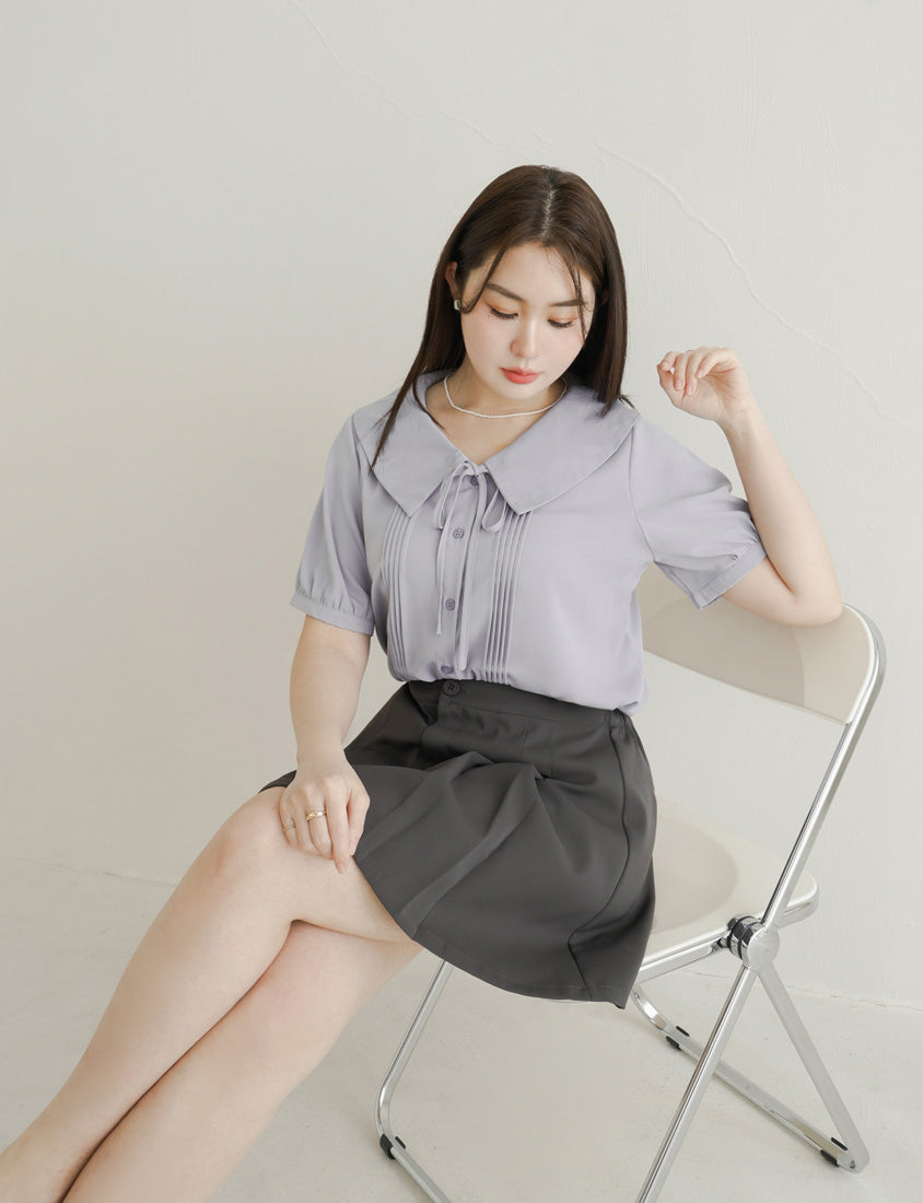 MISS. Wrinkle-Resistant Pleated Suit Plus Size Tailored Mini Skirt (With Shorts)