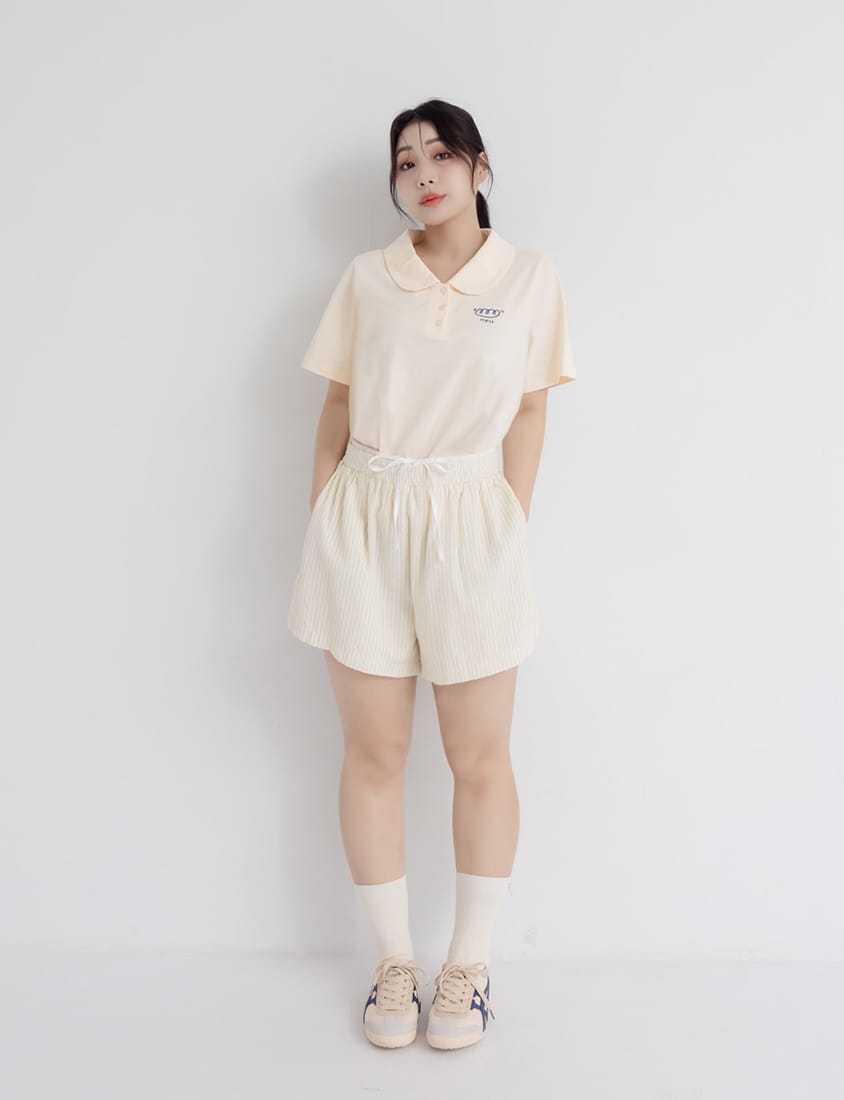 Bubble Stripe Layered-Look Plus Size Shorts