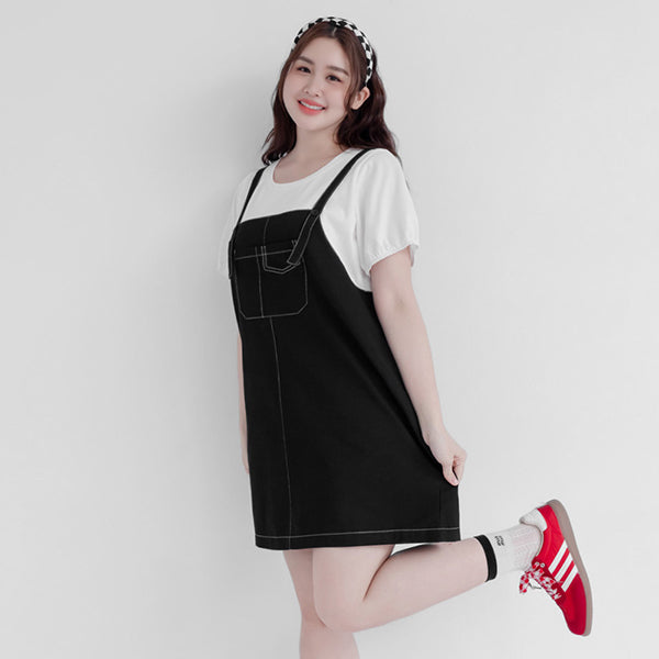 Classic Faux Two-Piece Strap Plus Size Dress