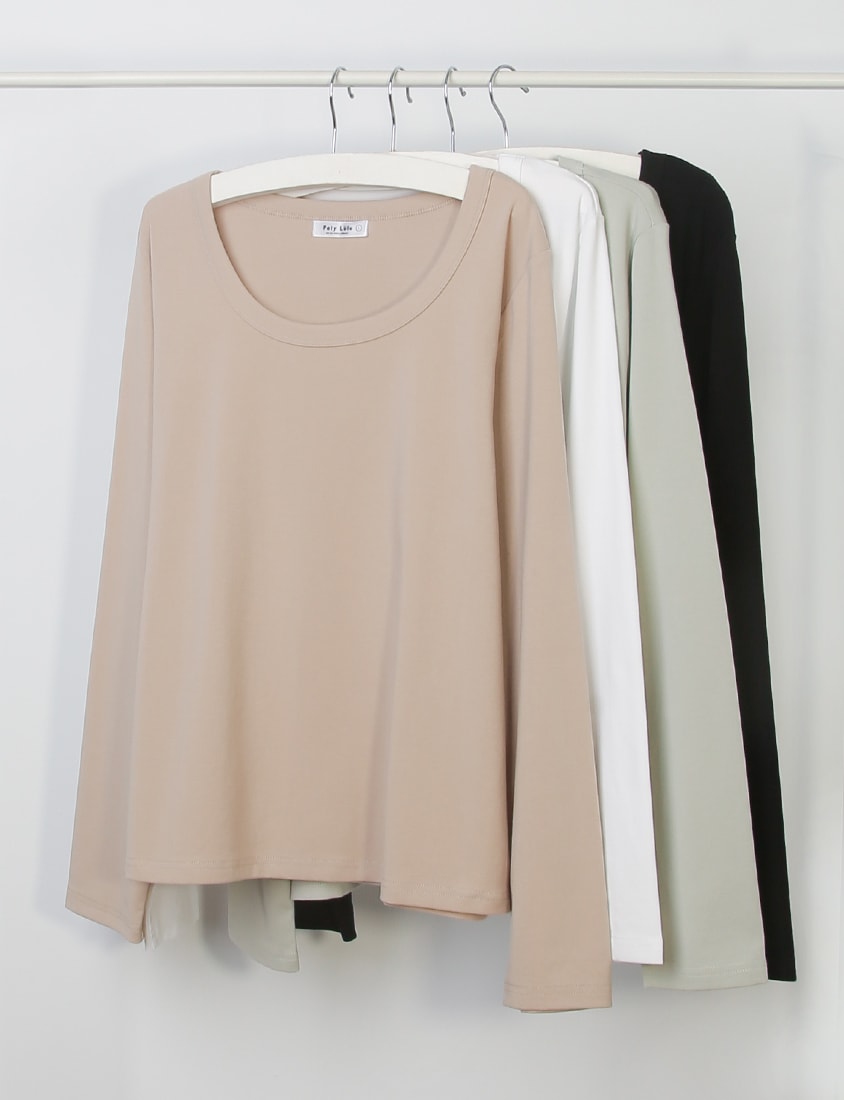 U-Neck Slim Fit Plus Size Long Sleeve Tee