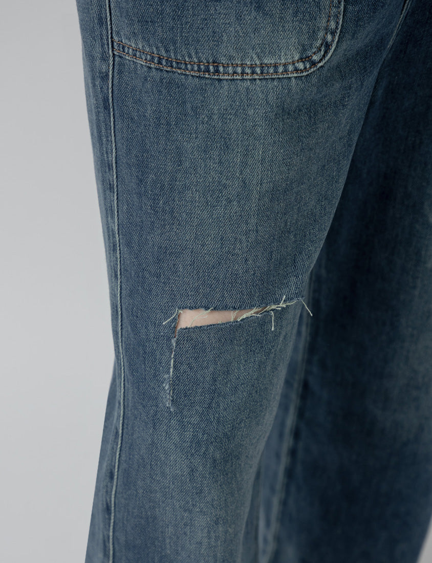 Distressed Button-Up Plus Size Denim Overalls