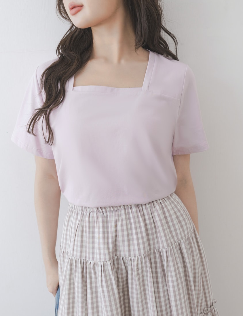 Airy Cooling Square-Neck Ice Porcelain Cotton Plus Size Tee
