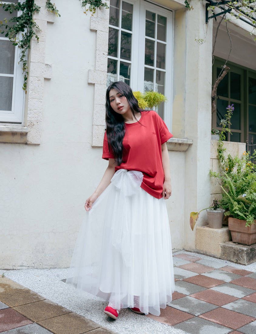 Romantic Layered Flowing Elastic Waist Plus Size Tulle Skirt