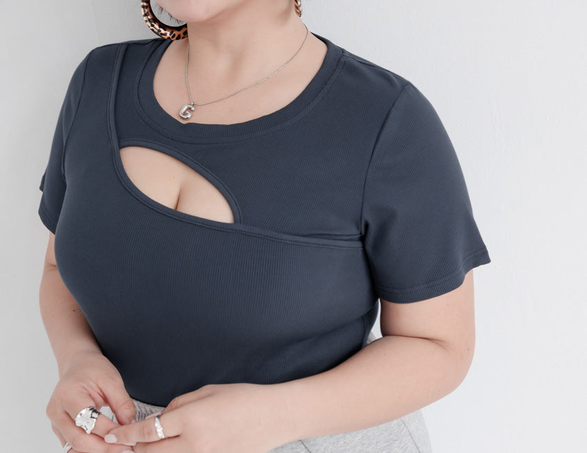 MUA! Sexy Cut-out Ribbed Plus Size Top