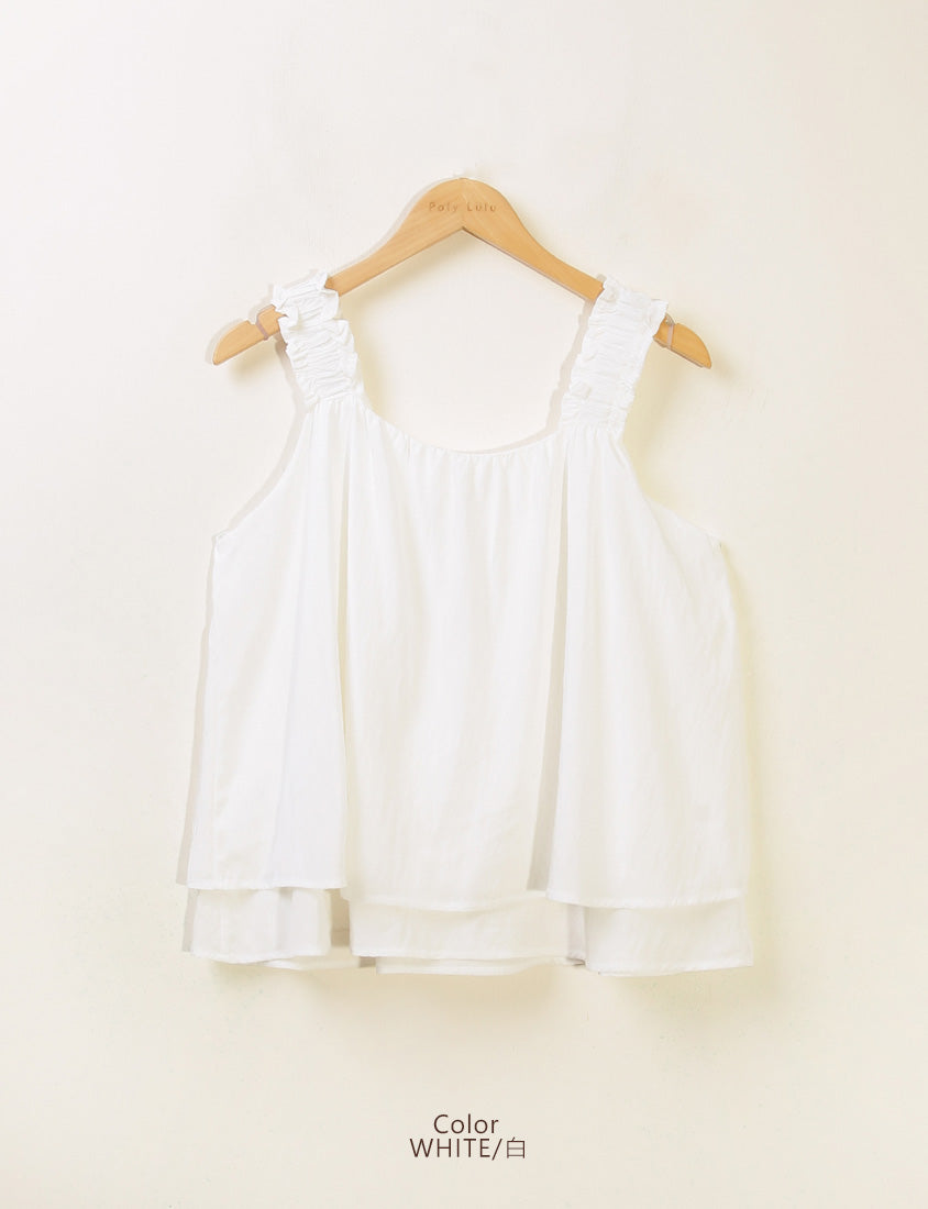Summer Crinkled Double Layer Flounce Plus Size Top