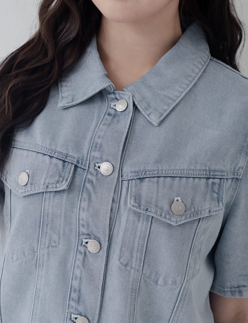 Lyocell Cooling Short Sleeve Button-Up Plus Size Jacket