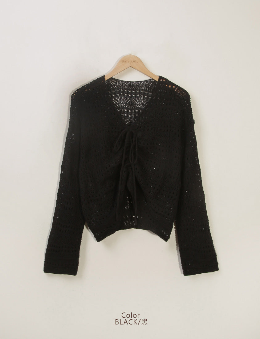 Two-Way Front-Tie Drawstring Plus Size Knit Top