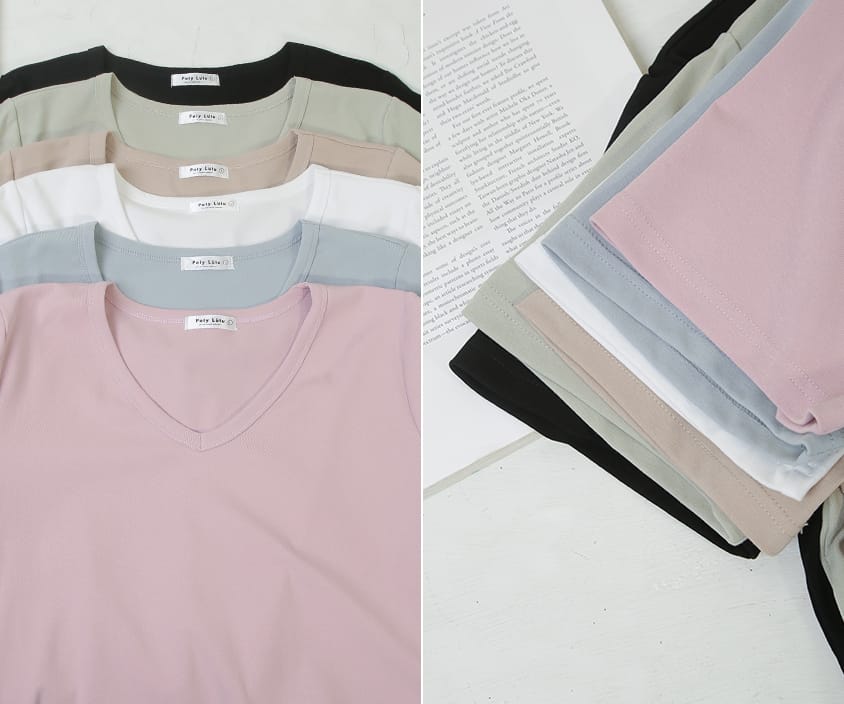 V-Neck Multicolor Plus Size Comfy Slim Tee