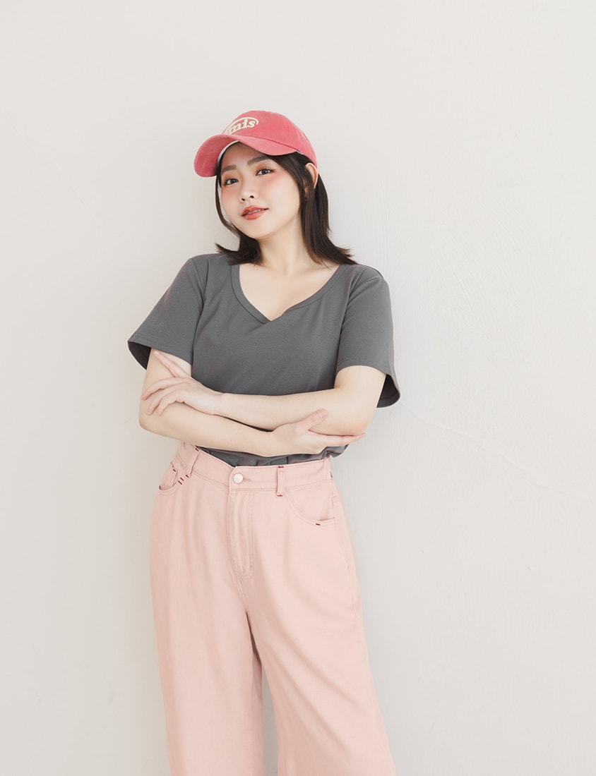 U-Neck Multicolor Plus Size Comfy Slim Tee