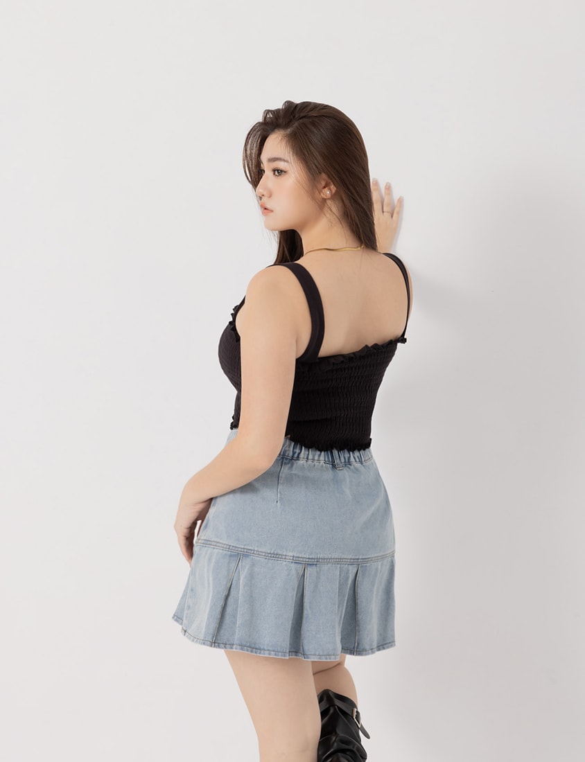 Pobra Cropped Ginger Fleece Bubble Hem Plus Size Bra Top (With Padding)