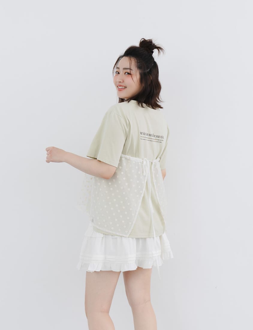 Cooling V-Neck Side Slit Plus Size Graphic Tee