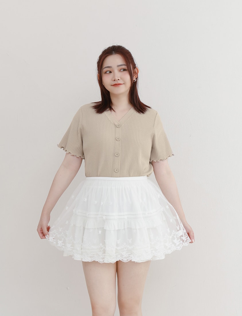 Cooling Lyocell Faux Button Plus Size Knit Top