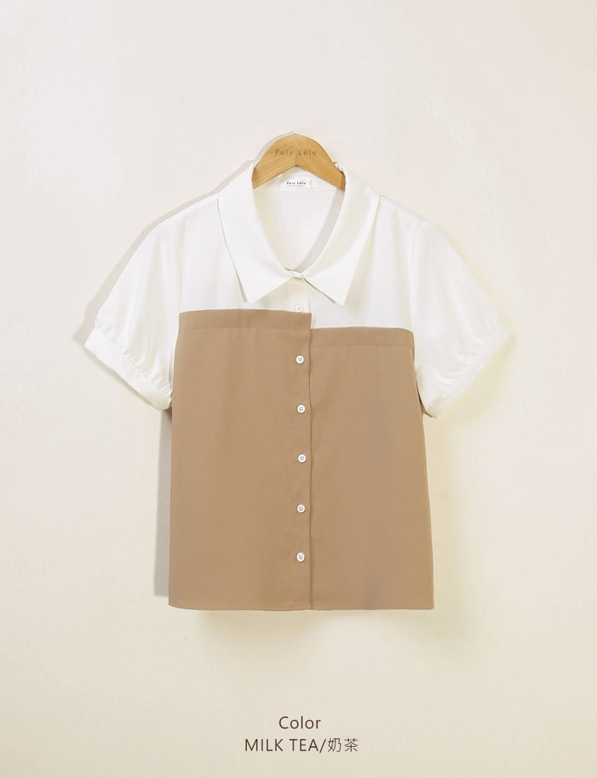 Faux Two-Piece Asymmetric Color-Block Plus Size Shirt
